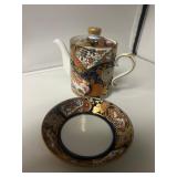 Antique Rose Teapot with Saucer