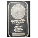 Sunshine Minting Inc. Eagle 1 ozt .999 Silver Bar