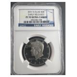 2011-S 50C CLAD NGC PF70 ULTRA CAMEO KENNEDY HALF