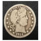 1914 Barber Silver Quarter
