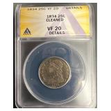 1834 Graded Capped Bust Silver Dollar ANACS VF20