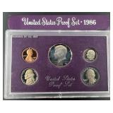 Lot, (5) 1986 U.S Mint Proof Set Coins