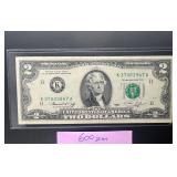 1976 $2 Dollar Bill Low Serial Numbers - Excellent