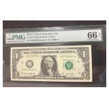 2013 Federal Reserve Note UNC PMG Graded 66