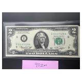 1976 $2 Dollar Bill Low Serial Numbers - Excellent
