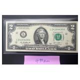 1976 $2 Dollar Bill Low Serial Numbers - Excellent