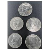 (5) x1990ï¿½s Kennedy Half Dollar mint