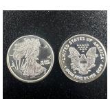 (2) x1 Gram .999 Walking Liberty Silver Eagle Coin