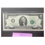 1976 $2 Dollar Bill Low Serial Numbers - Excellent