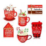 Suzile 6 Pcs Christmas Wooden Signs Xmred