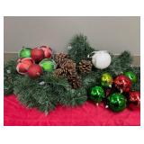 Lighted Mantle Decorations Set W/Ornaments (2