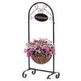 Welcome Planter Basket Stand with Coco