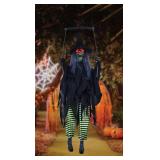 4.6FT Animated Hanging Witch HalloweenBlac