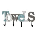 Rustic Wood Towels Sign with Hooks Dec