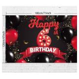 Happy 6th Birthday Banner Red Black Ha