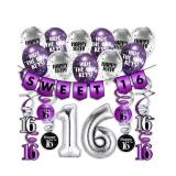Purple 16th Birthday Decorations Banne