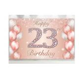 Happy 23rd Birthday Rose Gold Banner C