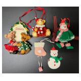 Lot (5) Snowman/Teddy Bear Ornaments (4