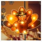 MorTime Lighted Thanksgiving Window Dered