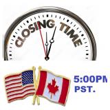 USA /CANADA - AUCTION CLOSING TIME (10/11 - 5:00PM