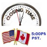USA /CANADA - AUCTION CLOSING TIME (11/1 - 5:00PM