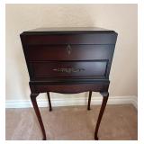 Silver Flatware dark wood Cabinet w/locking