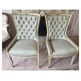 (2) x Blue, Cream & Gold Chairs