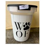 Lot, Dog Food Container w/Dog Coats (2) - Like New