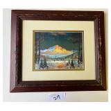 Vintage Mountain View with Lake- Framed Photo 1