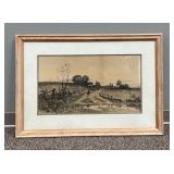 15lbs. Pen and Ink Print framed 25in x 36in