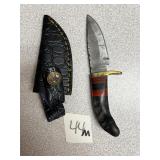 Damascus Dagger w/ Bone Handle and w/ Leather She