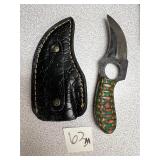 Damascus Karambit Knife w/ Leather Sheath