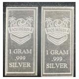 (2) X 1 GRAM PCB HOBBY .999 FINE SILVER BARS