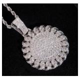 18K Diamond Round wheel Pendant W/ GRA Certificate