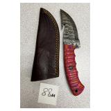 Damascus Fixed Blade w/ Leather Sheath