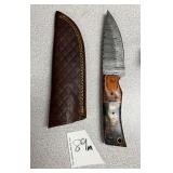 Damascus Fixed Blade w/ Leather Sheath
