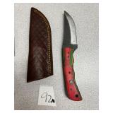 Damascus Fixed Blade w/ Leather Sheath