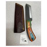 Damascus Fixed Blade w/ Leather Sheath