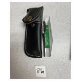 Damascus Pocket Knife w/ corkscrew and Leather Sh