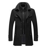 Men's Classic Long Pea Coat - New (L size) Black