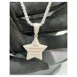 18K Diamond Star Pendant w/23'' chain with GRA Cer