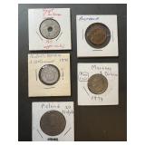 Lot (5) Rare Foreign Coins - China, Egypt, Poland,