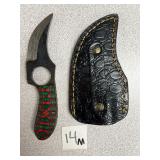 Damascus Karambit Knife w/Leather Sheath