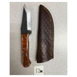 Damascus Fixed Blade Hinting Knife w/Leather Shea