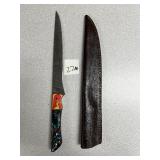 Damascus Hunting/Skinning Knife 13.5in w/Leather