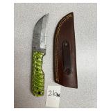Damascus Fixed Blade Knife w/Leather Sheath