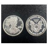 (2) x1 Gram .999 Walking Liberty Silver Eagle Coin