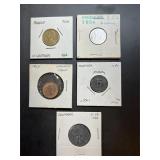 Lot (5) Foreign Coins - Argentina, Munchen, France
