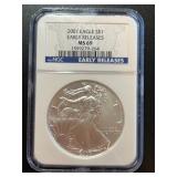 2007 $1 US American Silver Eagle NGC MS 69 Early R