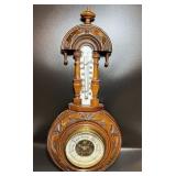 Antique Victorian Oak Carved Banjo Barometer -Rare